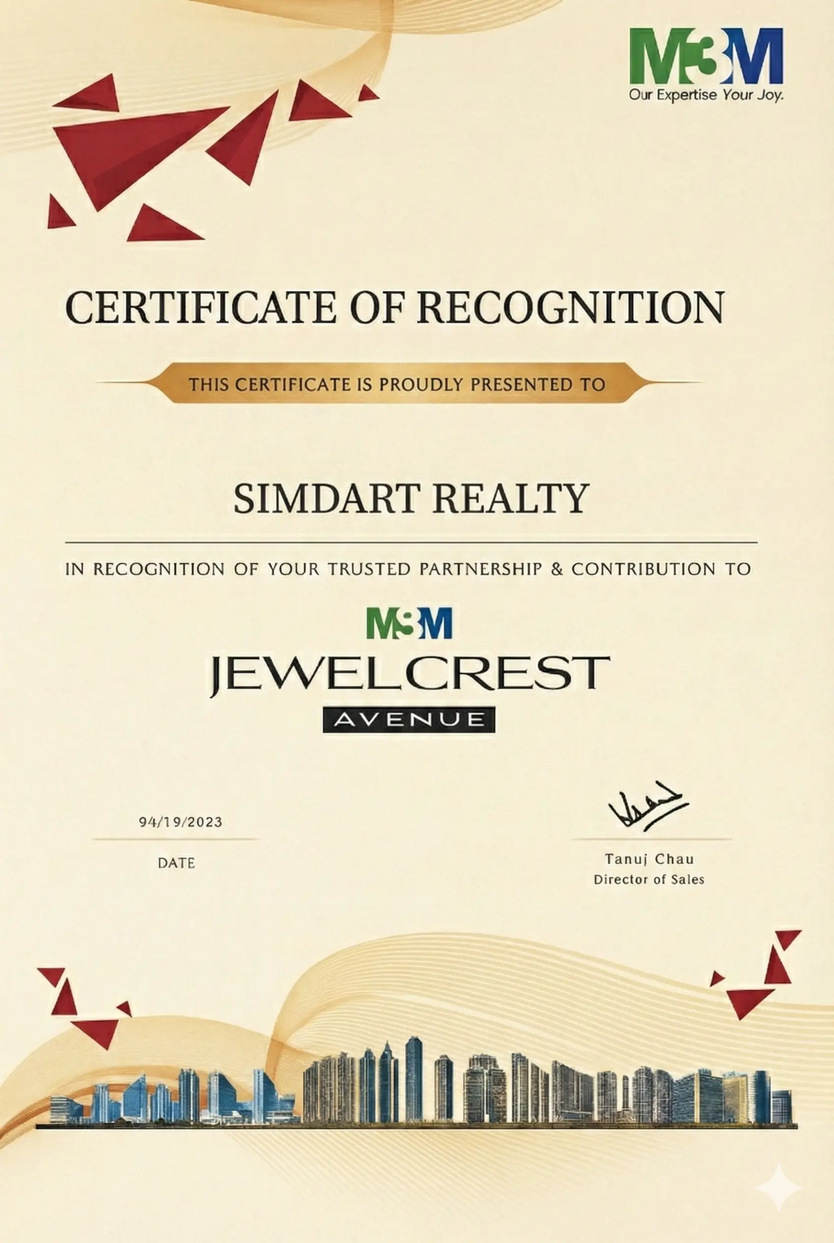 Simdart Realty Excellence Award Winner